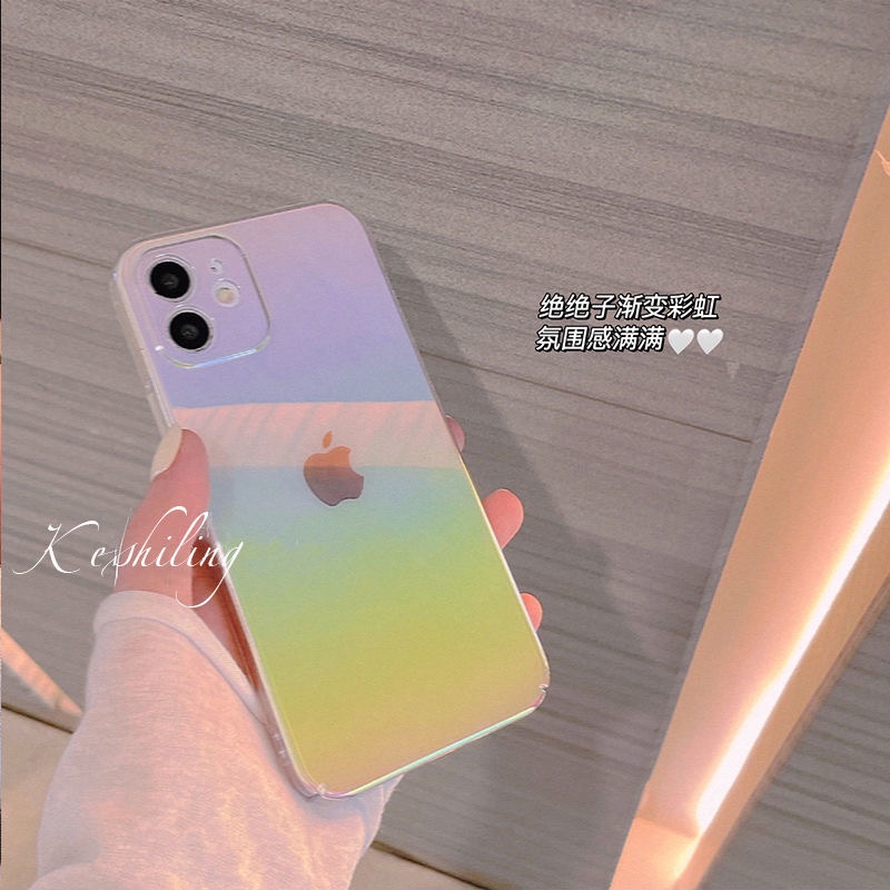 Case Pelindung laser Transparan anti Jatuh Untuk iphone 13 12 11 pro max X / Xs max XR 7 / 8 / Se 2020 7plus / 8plus