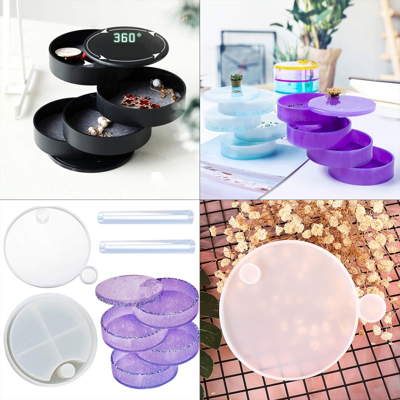 SIY  1 Set Jewelry Organizer Box Silicone Resin Mold for Women Kids, DIY Multi-Layer