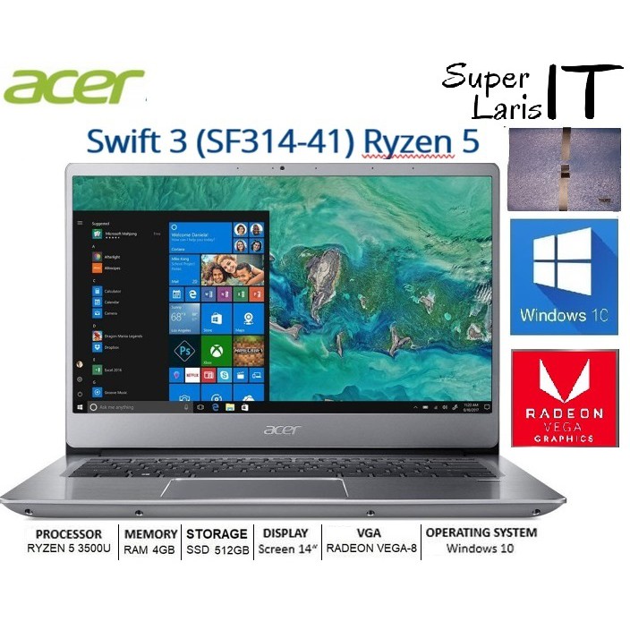 Laptop Gaming Acer Swift 3 SF314 41 Ryzen 5 3500|4GB|512GB|Vega8|14"