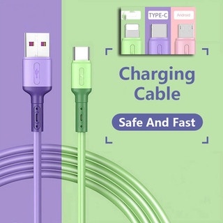 Kabel Data / Charger Micro USB / Tipe C 3A Fast Charging Bahan Silikon Untuk iPhone / Android