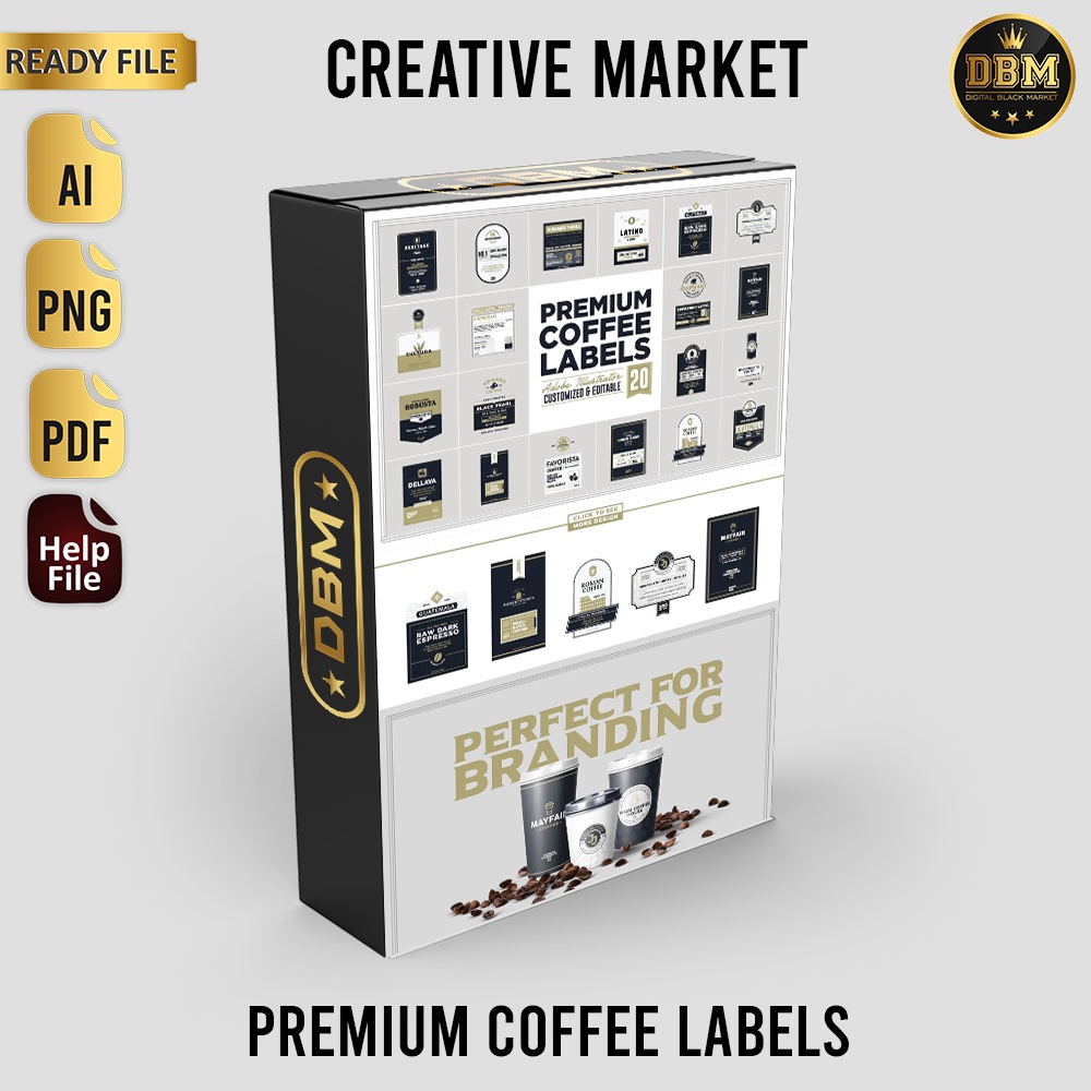 Premium Coffee Labels - Vector Designs - Business Branding