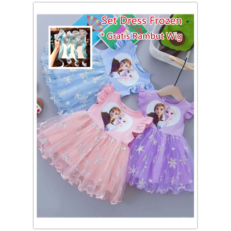 Dress anak Perempuan Gaun Pesta Dress Tutu Import Frozen Elegan