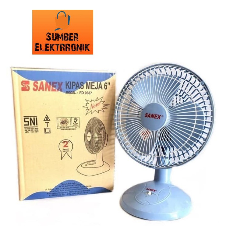 Kipas Angin Meja Sanex 6 inch FD-0687 Desk Fan SNI free bubble