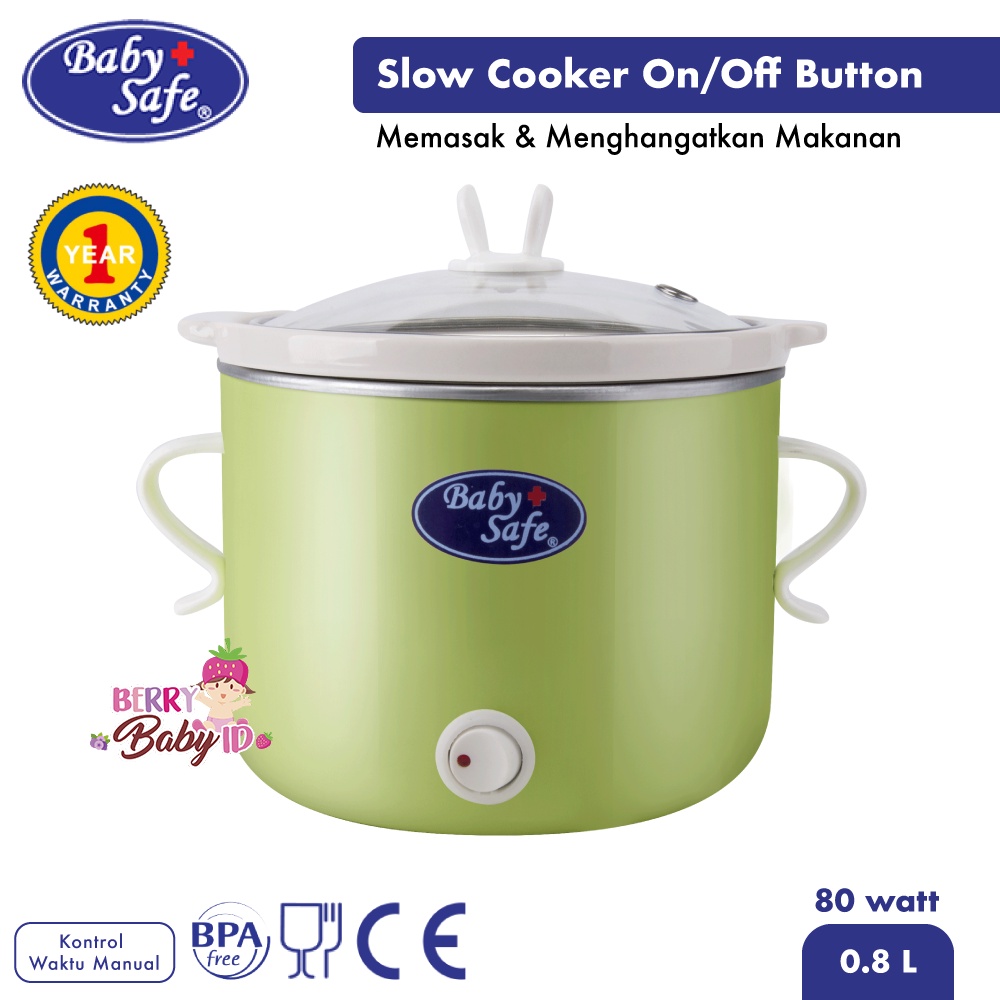 Baby Safe Slow Cooker On/Off Button 0.8L LB008 Perlengkapan MPASI Berry Mart