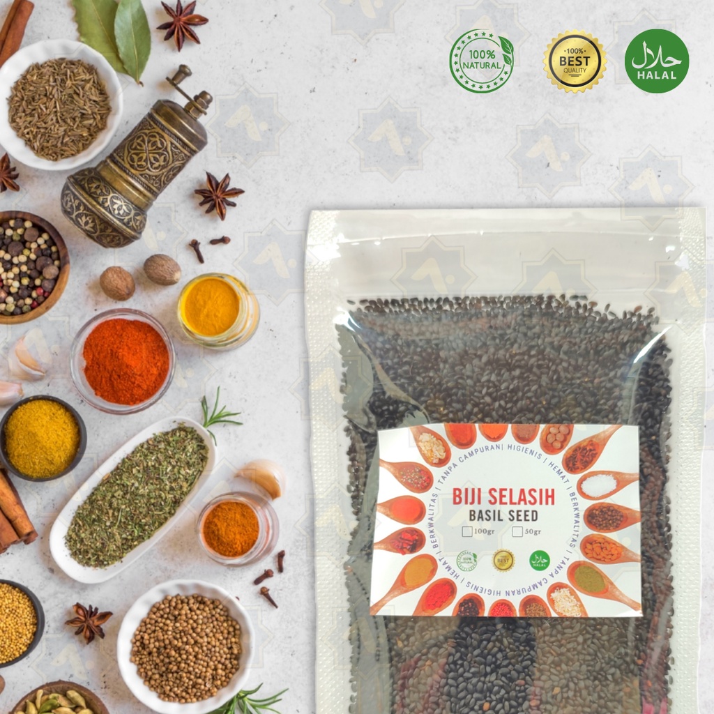 

Biji Selasih – Basil Seed – Rempah JSR - 100% rempah asli tanpa campuran