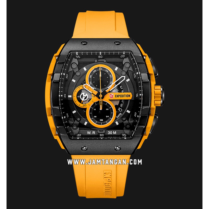 Expedition E 6782 MC RIPBAYL Chronograph Black Dial Yellow Rubber Strap