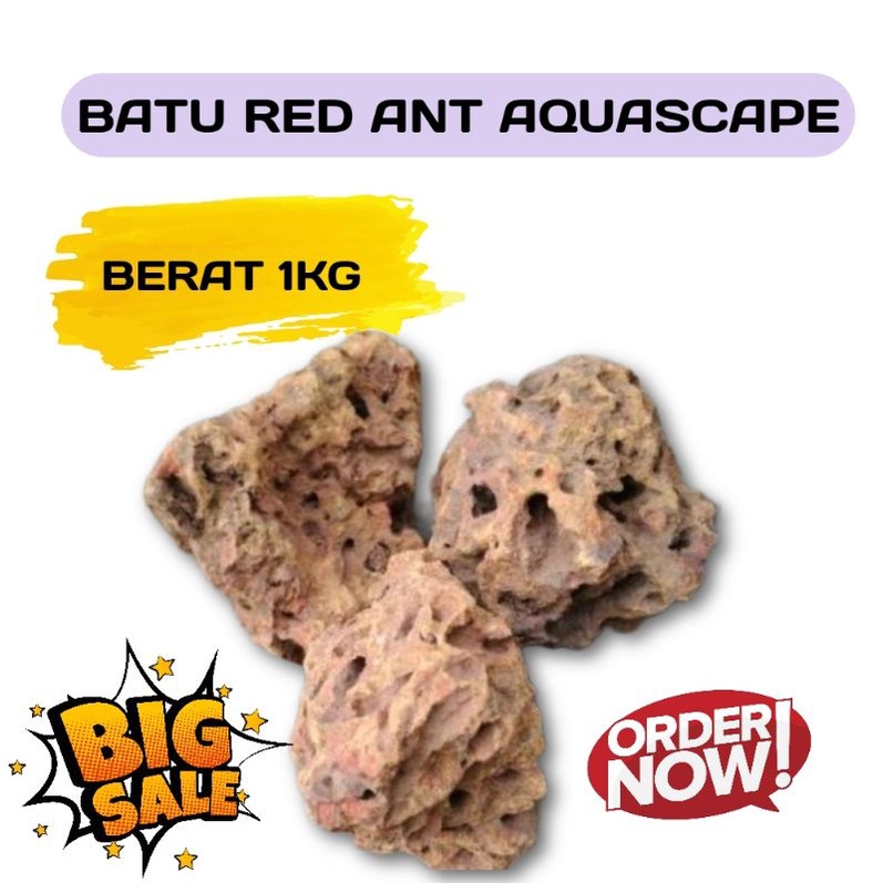 Batu red ant aquascape akurium berat 1kg / keperluan aquascape akurium