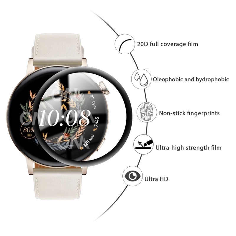 (3D Full Curved Hd Clearplating Film Pelindung Layar Pmma Pet Untuk Huawei Watch Gt 3 42mm 46mm)