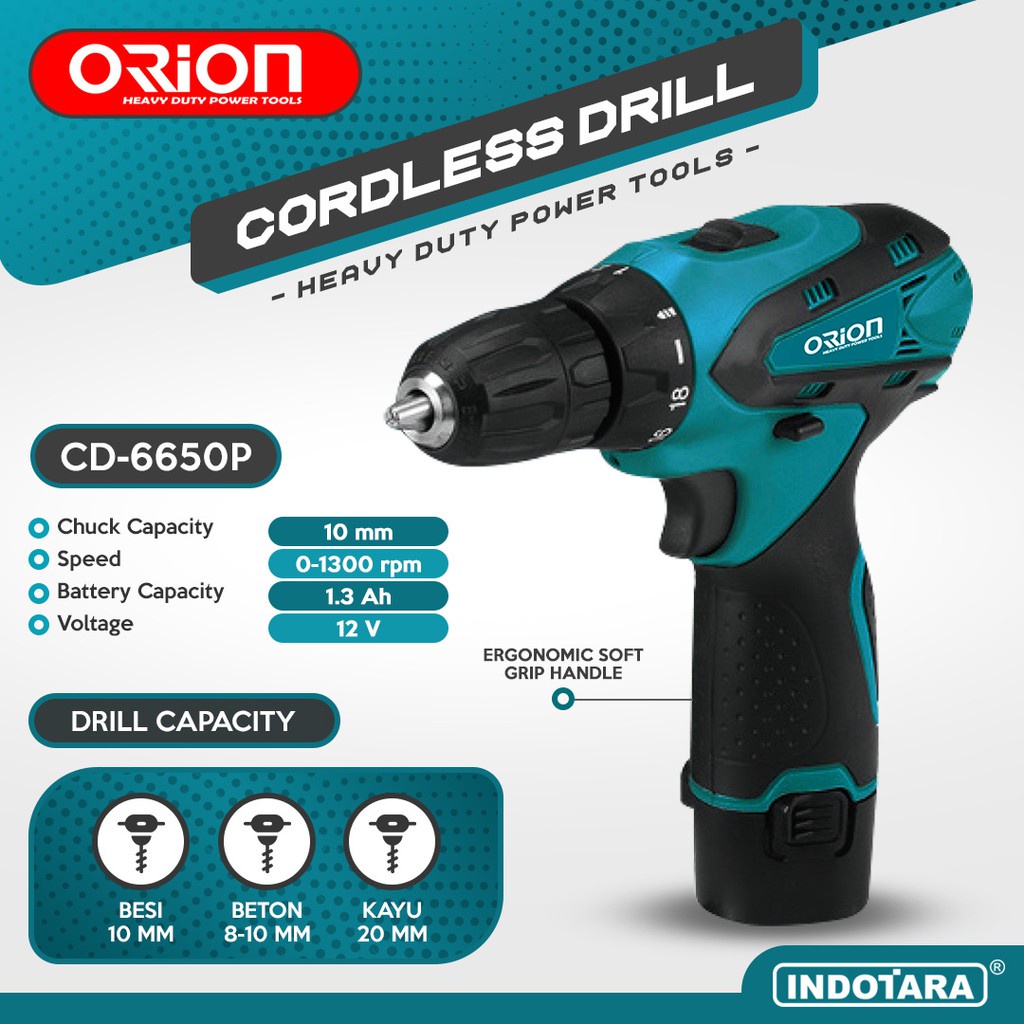 Mesin Bor Baterai Tangan / Orion Cordless Drill CD6650P