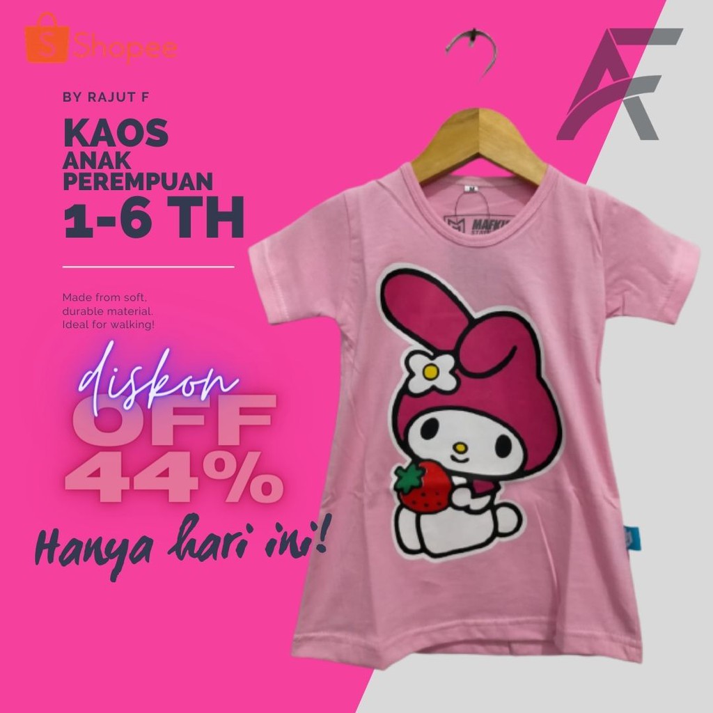 KAOS ANAK PEREMPUAN 1-6 TAHUN MOTIF MY MELODY