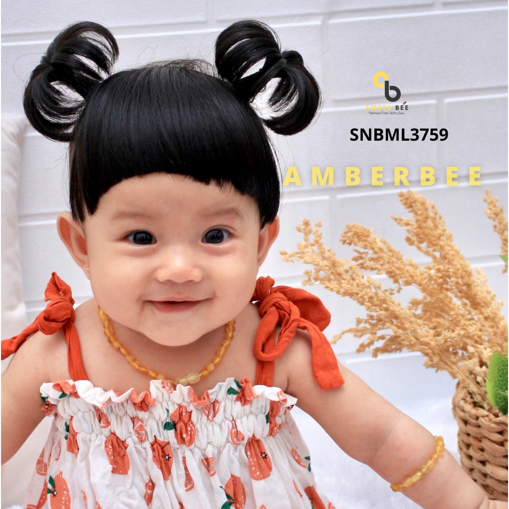 Set Kalung Gelang Amber Bayi dan Anak TK/SD Matte Lime Premium by Amber Bee SNBML3759