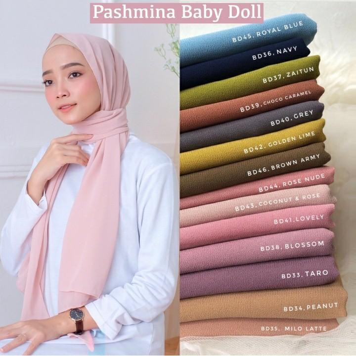 PASHMINA CERUTY BABYDOLL POLOS TANPA TALI/ Hijab/Pashmina Ceruty Baby/ Jilbab/Pashmina