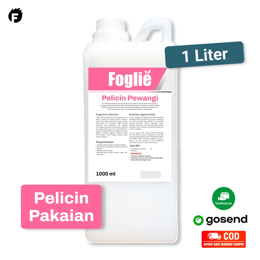 Pelicin Pewangi Pakaian Foglie 1 Liter - Pelicin Setrika, Pelicin Laundry, Pengharum