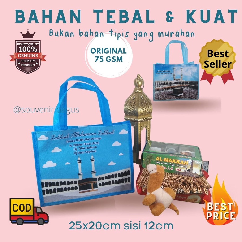 Tas Souvenir Haji Umroh Custom Nama Goodie Bag Oleh Oleh Haji Umroh Pakai Nama Tas Haji Umroh Labbaik doa mabrur SOUVENIR MANASIK HAJI