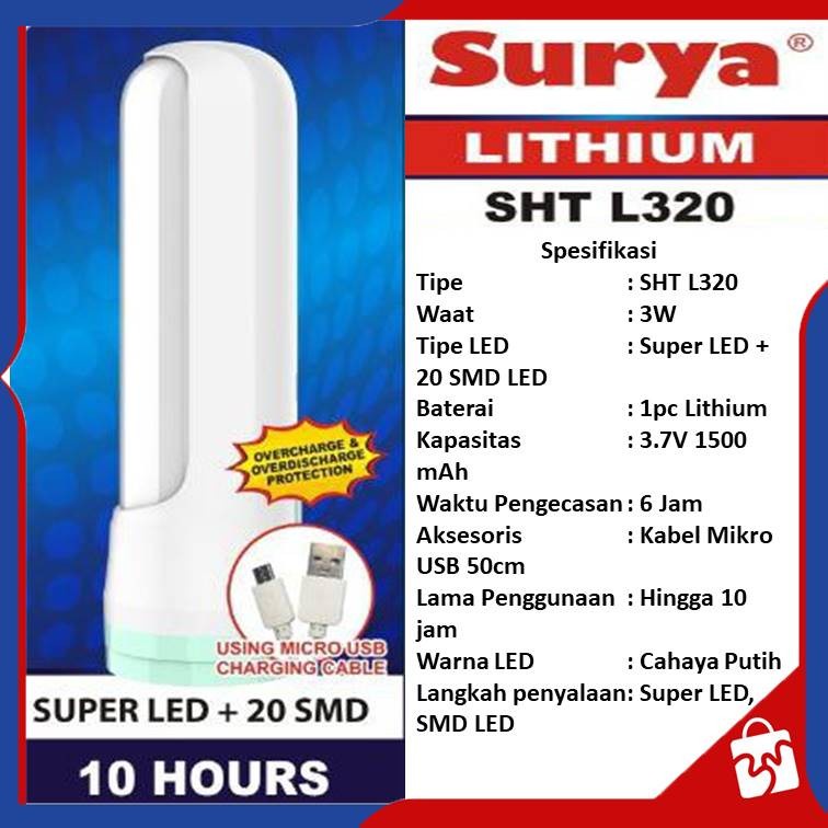 SURYA Senter Emergency SHT L320 - Lampu Super LED 20 SMD