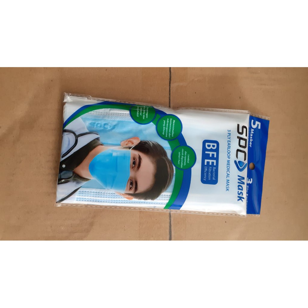 Masker SPC 3ply per saschet (isi @5 pcs masker)