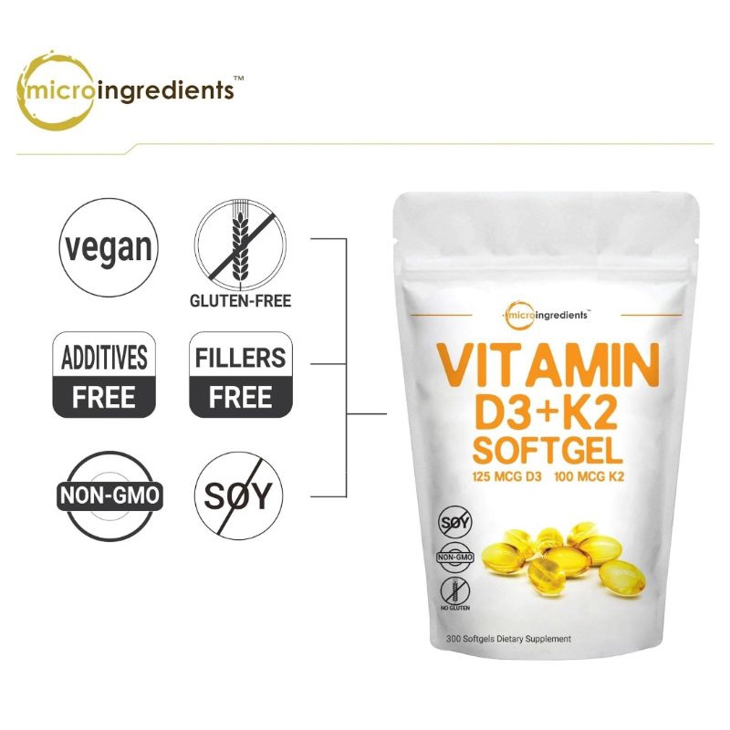 Vitamin Micro Ingredients D3 + K2 Softgel 300