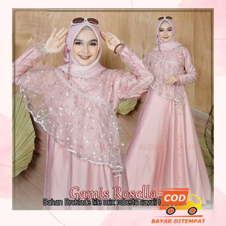 GAMIS ROSELLA BRUKAT JUMBO | GAMIS PESTA SYAR'I BROKAT
