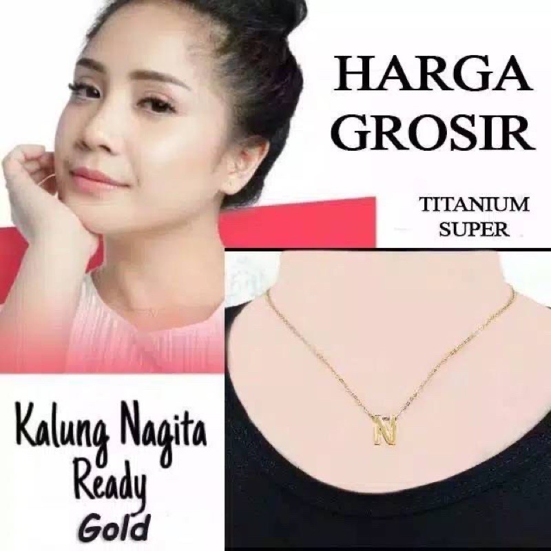 Kalung Nagita Titanium - Huruf A-Z Aksesoris Inisial Nama Alphabet