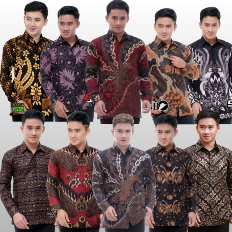 KEMEJA BATIK PRIA LENGAN PANJANG SIZE M L XL XXL  BSWART BatiK HRB0226 Kenongo Hem Panjang Padi