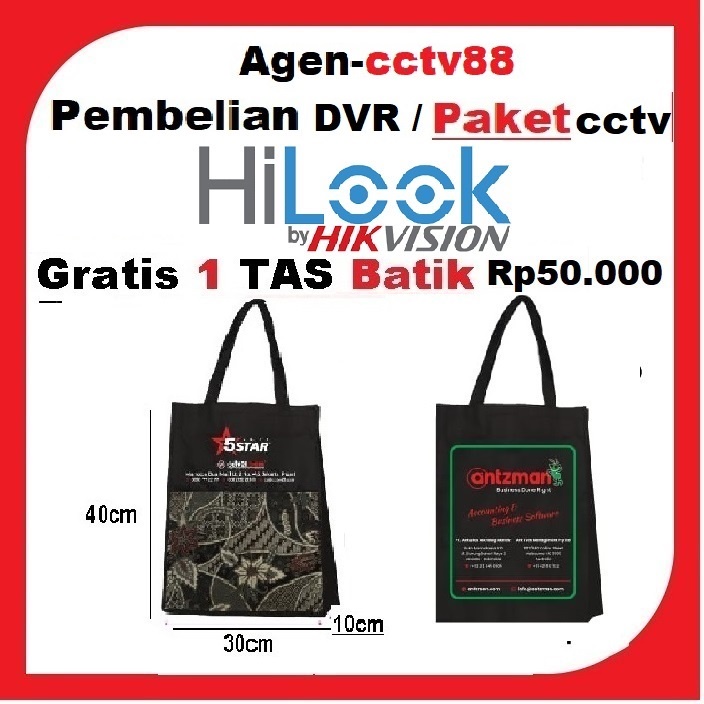 Paket 16 Kamera CCTV HILOOK Full HD 2MP DVR 8Ch +Kbl-HDMI+Kbl-Lan+Free 1Tas Batik