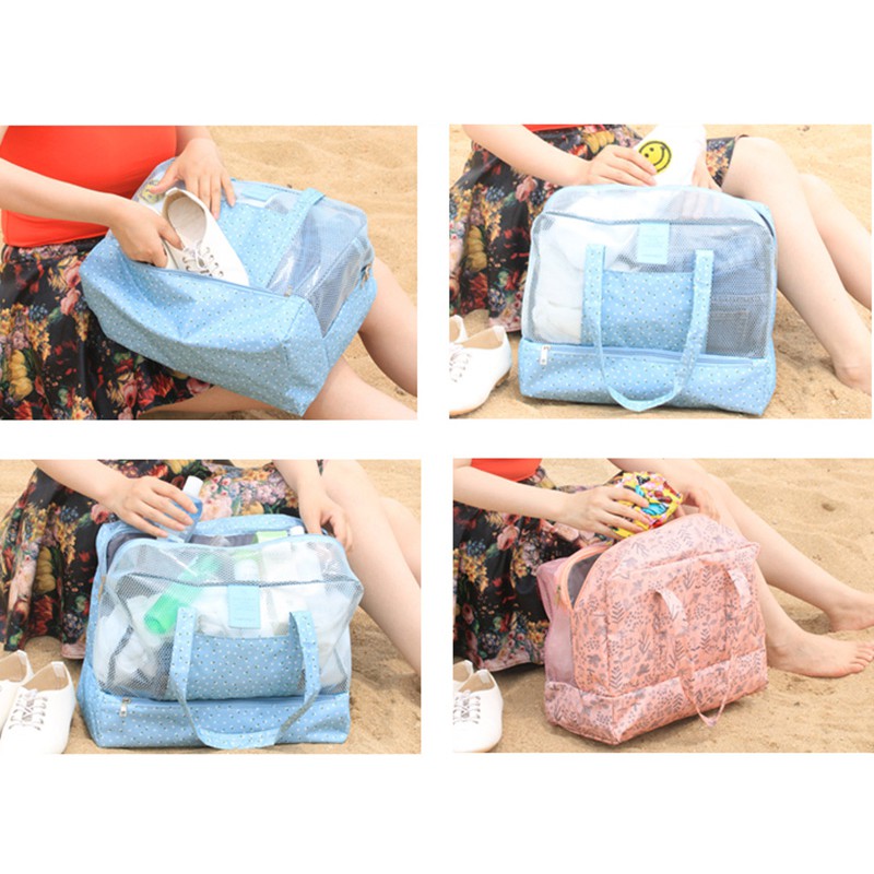 Travel Beach Bag Waterproof Organizer Basah &amp; Kering Tas Koper Mesh Motif Korean Style Doky