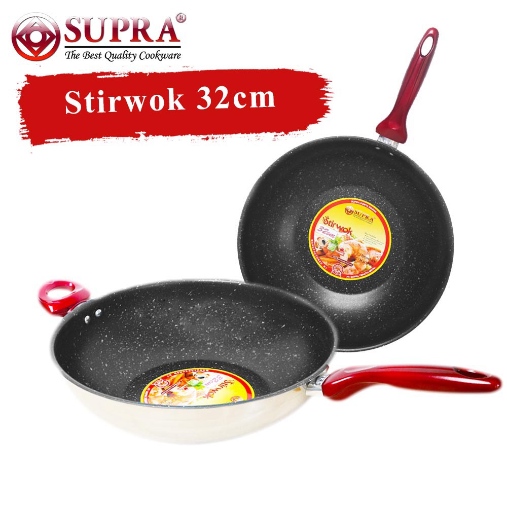 Supra Wajan Anti Lengket Stir Wok 32 cm Stainless steel Marble