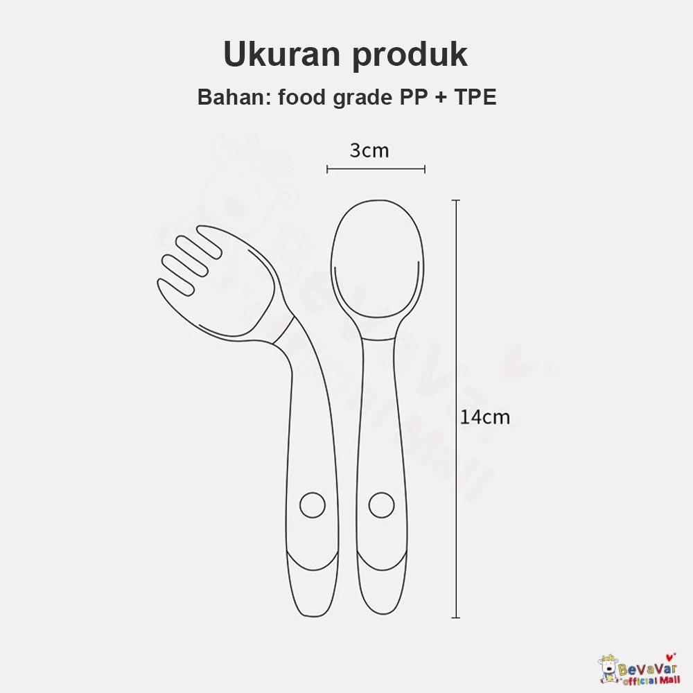 BEVAVAR Sendok Dan Garpu Mpasi Bayi Silikon Baby Spoon Fork Free Kotak