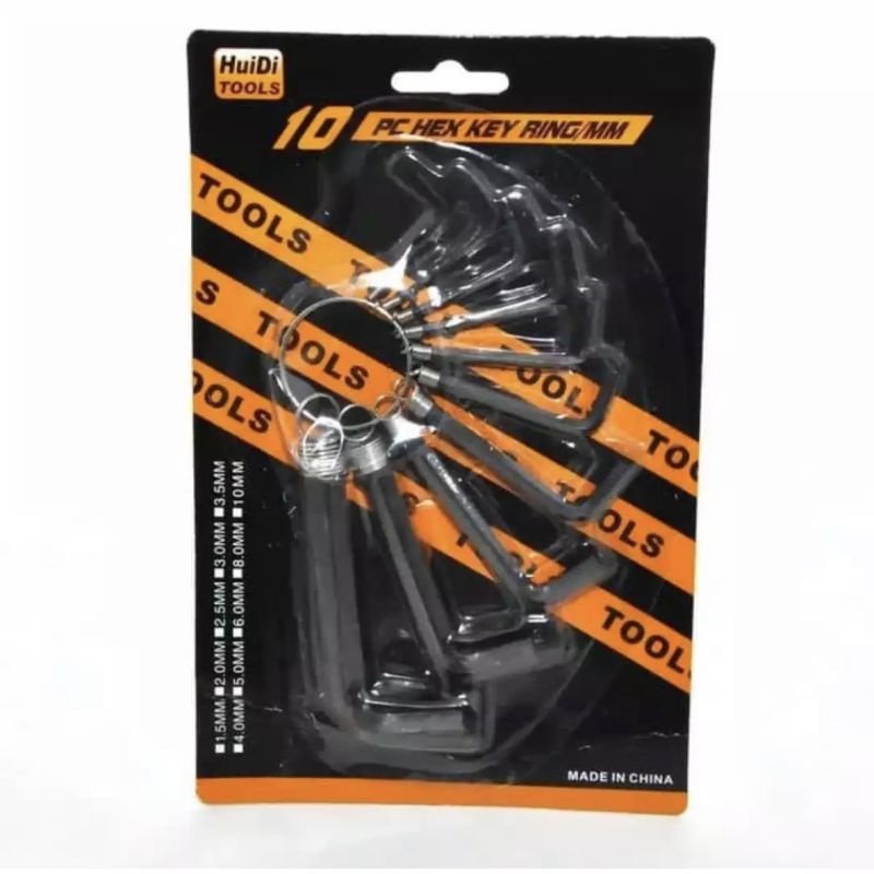 JG - KUNCI L - KUNCI SET ISI 10 KUNCI L HEX KEY KUNCI HEX KET ISI 10 HUIDI TOOLS OBENG L