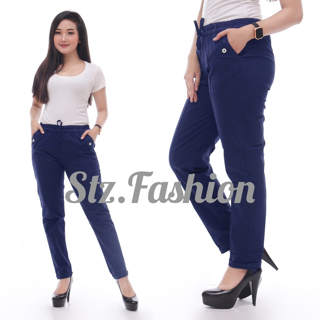 NEW SALE HOT SALE CELANA WANITA 8061 GL K3 03 PANJANG POLKA BIRU CREM [MURAH]