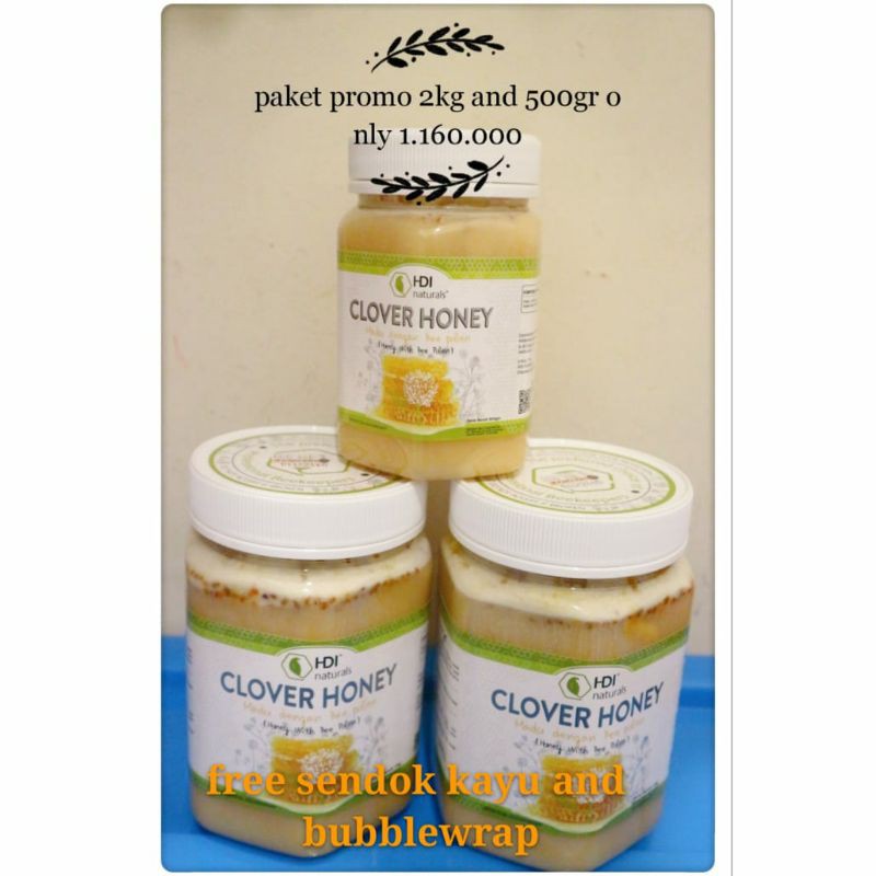 paket promo madu clover honey 2set 1kg free 500gram ORI