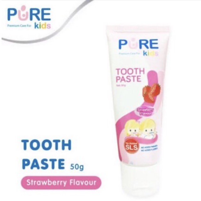 Pure Kids Tooth Paste 50gr - Pasta Gigi Anak Rasa Pisang dan Strawberry Orange // Odol Anak Aman Tertelan 6M+