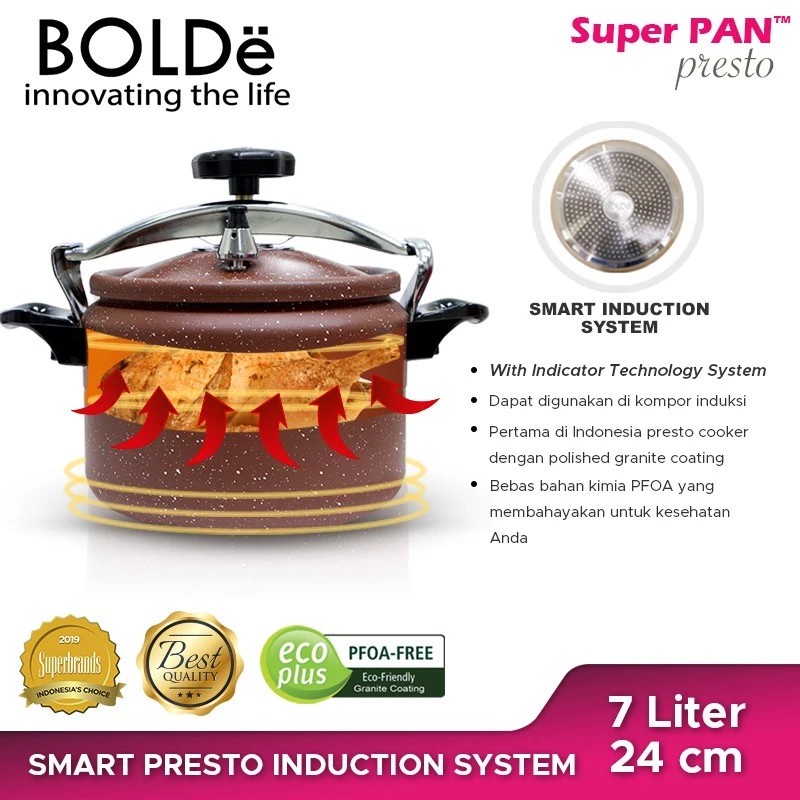 Panci Press Cooker BOLDe Super Pan Presto Cooker Granite 7 Liter 24 cm