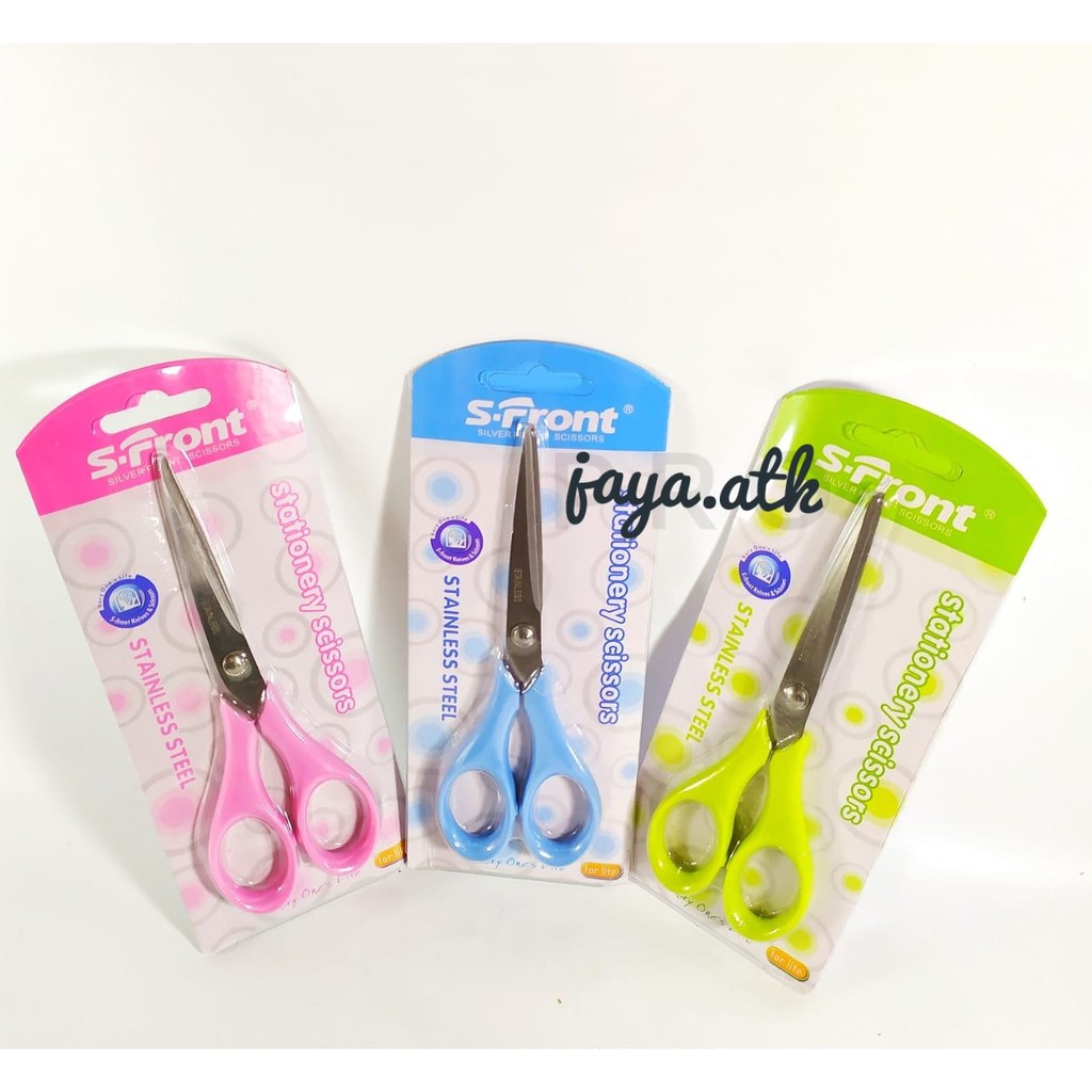 GUNTING KERTAS SERBAGUNA UKURAN SEDANG MEDIUM STAINLESS STEEL WARNA WARNI BAGUS SCISSOR S FRONT 2106