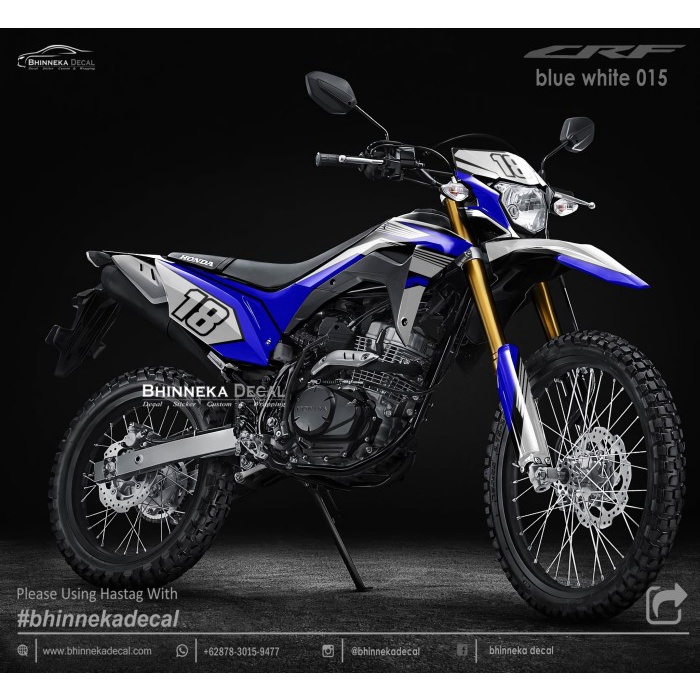 DECAL STICKER CRF 150L DESAIN BLUE WHITE-001