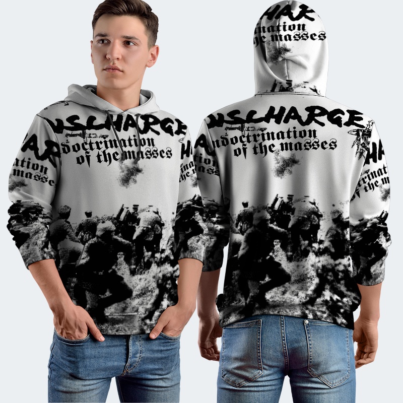 Jaket Hoodie Fullprint Discharge Band Bahan Polyester Jersey