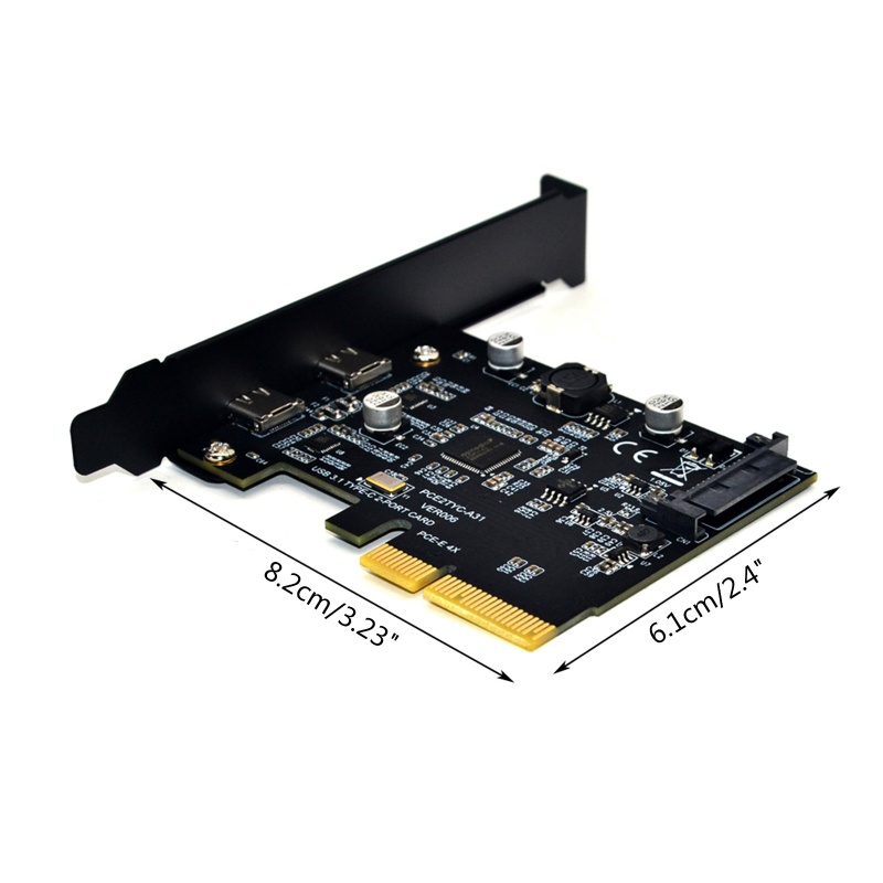 Btsg Desktop Pci-e 4X Ke Dual Type-C USB 3.1 Converter Card Tipe A Papan Adaptor Kecepatan Tinggi Ekspanding Bebas Drive 10Gbps