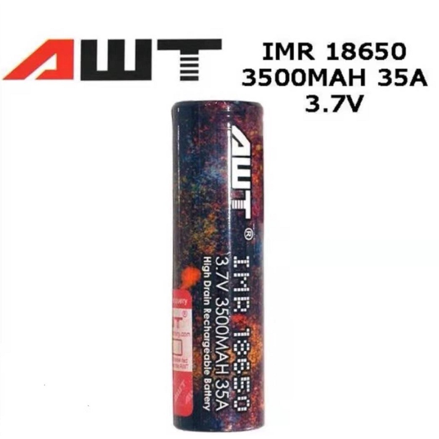 Elektronik dan peralatan elektronik kecil Baterai 100 Legit AWT 18650 3500mAh 35A Rainbow battery 1pcs untuk baterai Li-ion