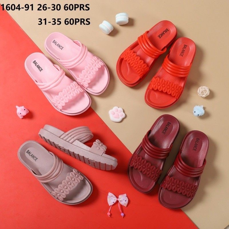 SENDAL JELLY ANAK BALANCE SLOP TALI RENDA BUNGA