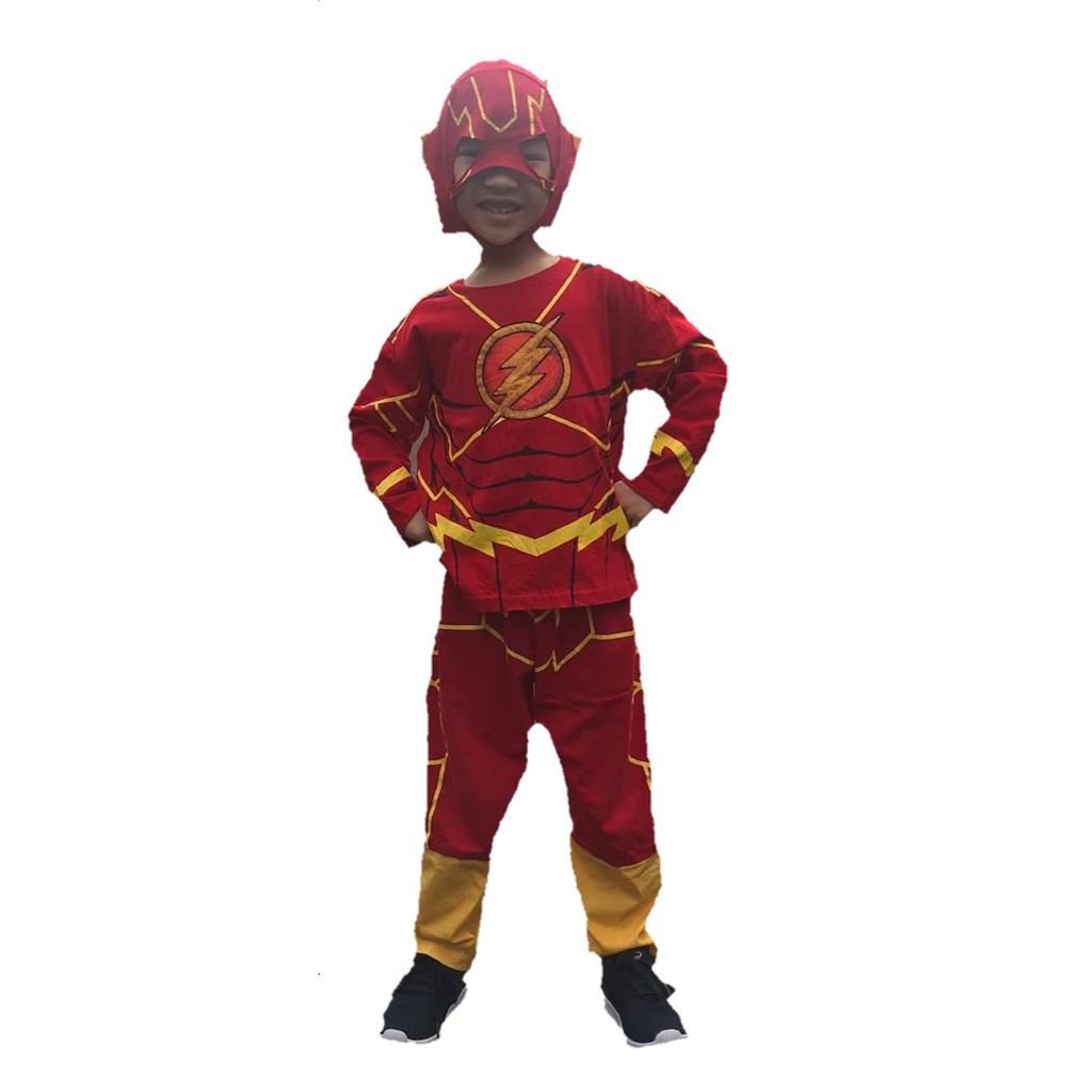 Baju Kostum Anak Cowok Superhero Flash Setelan Panjang Karakter