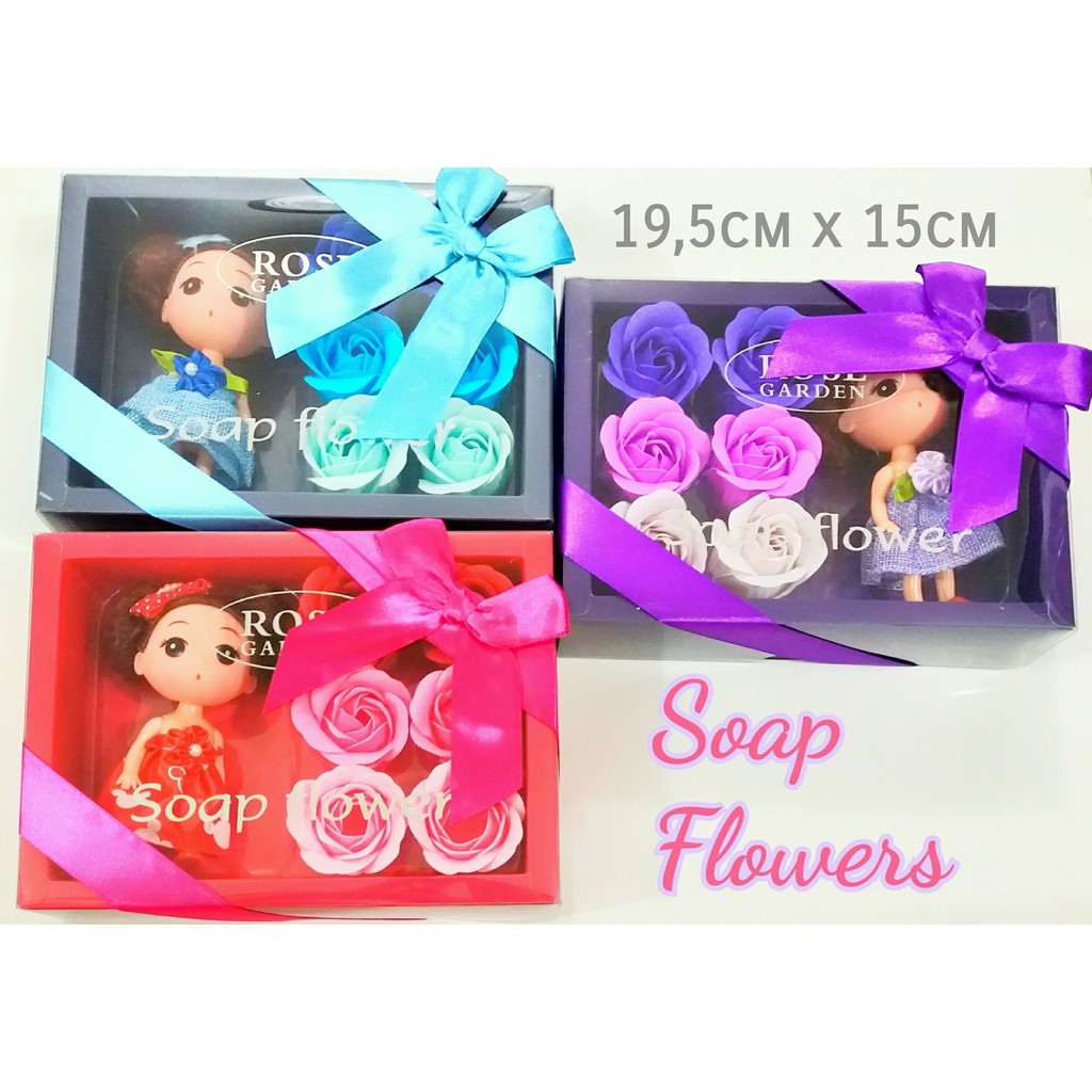 soap flower boneka dolly box sabun bunga hadiah pacar hadiah valentine