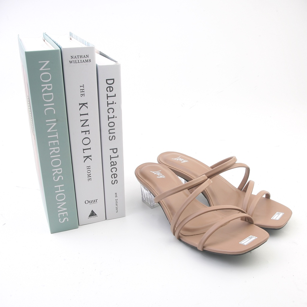 Sandal Hak Kaca High Heels 5 cm Wanita Terbaru Kekinian Pesta