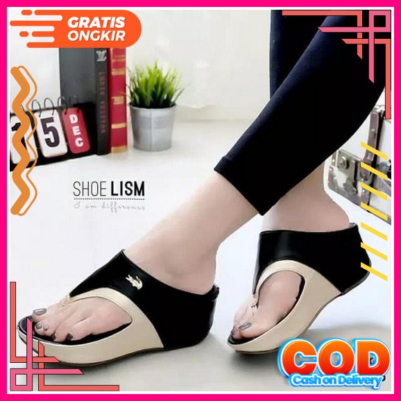 Sandal Wedgess Ibu Kondangan Pesta Sendal Wanita Jinjit Kekinian Lebaran Tinggi Terbaru 2021/Sandal 