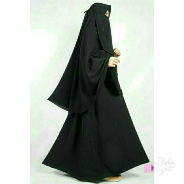 Aisyah Gamis Cadar Set Gamis Syari Cadar Hitam Navy