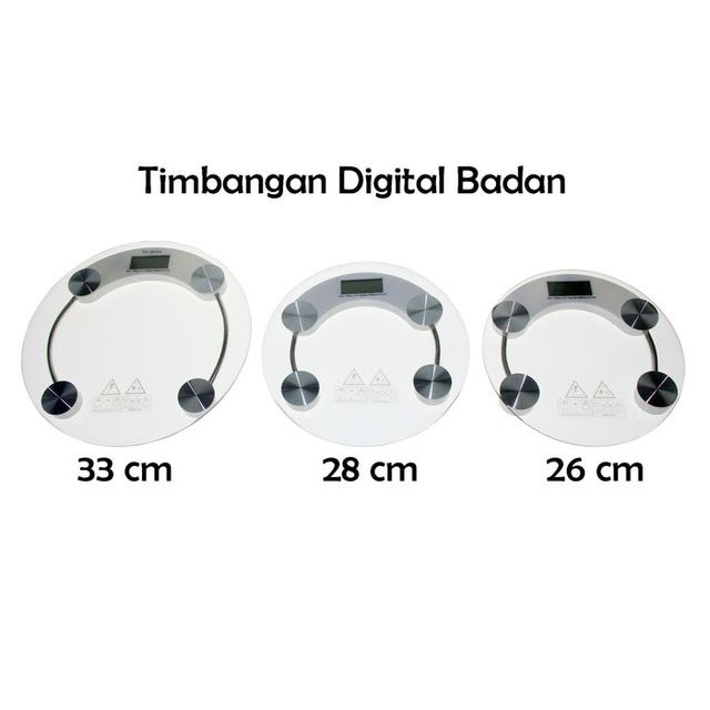 TIMBANGAN BADAN DIGITAL BULAT KACA 33CM / TIMBANGAN BADAN DIGITAL