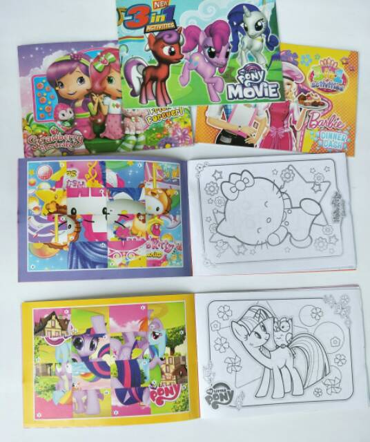 Buku Aktivitas 3in1+ Stiker Puzzle Karakter Anak Cewe Cowo Edukatif Suvenir Murah Bagus