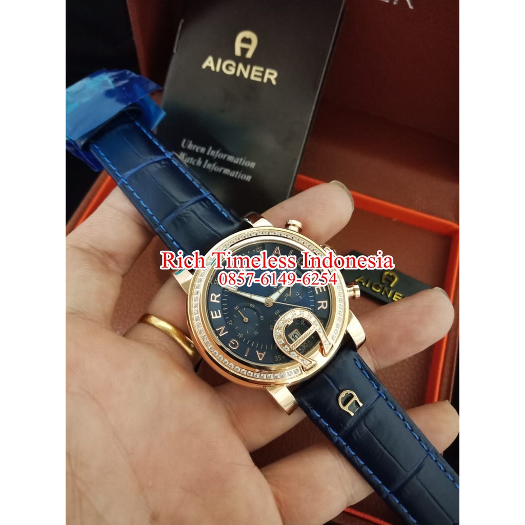 COD.. Big Sale Jam Tangan Aigner Lady Donna Blue 36mm Special Edition Import Branded Watch