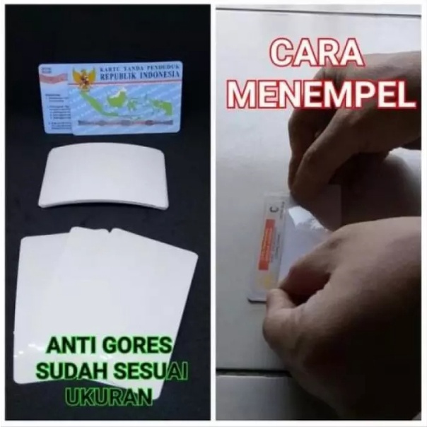 

PLASTIK ANTI GORES KTP ATM SIM KARTU VAKSIN ID CARD UNIVERSAL STICKER STIKER BENING MURAH