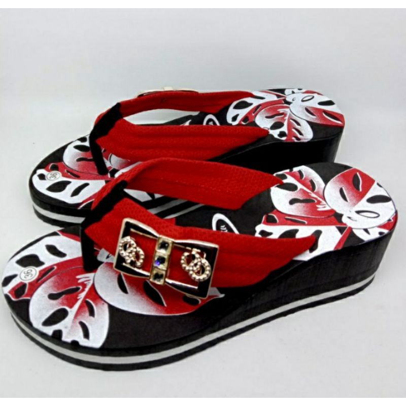 Arkn-SandaL Wedges Wanita Motip Jabol terbaru