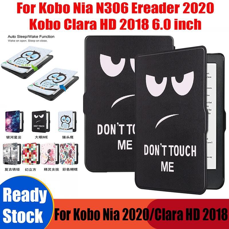 Untuk Kobo Nia N306 Ereader 2020 6.0inch Kulit Dicat Lucu Case Untuk Kobo Clara HD 2018ebook Flip Penutup Pelindung Auto-Sleep